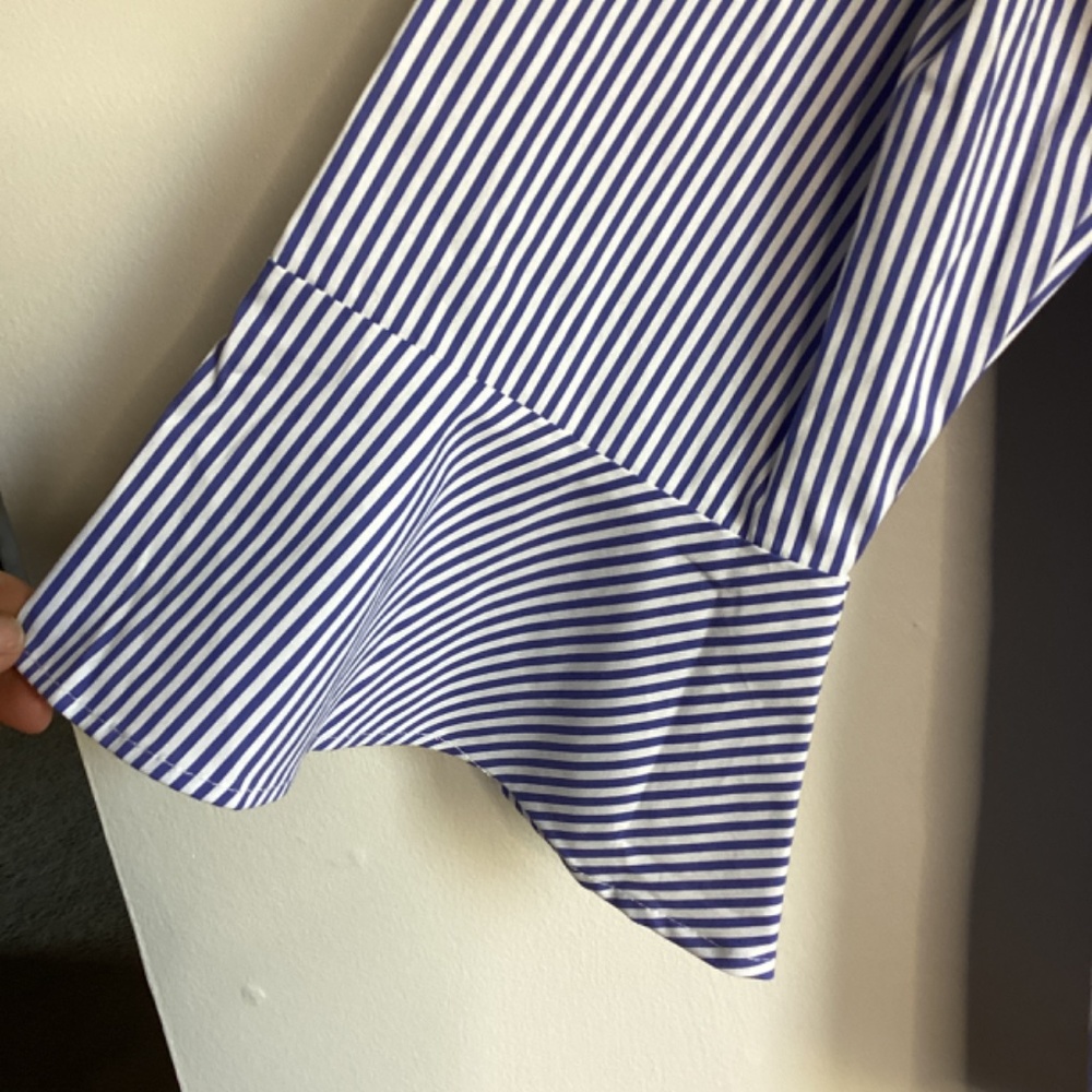 NWT Talbots Embroidered Rick Rack Trim Top Blouse Bell Sleeves XL Striped Brand - Picture 7 of 16